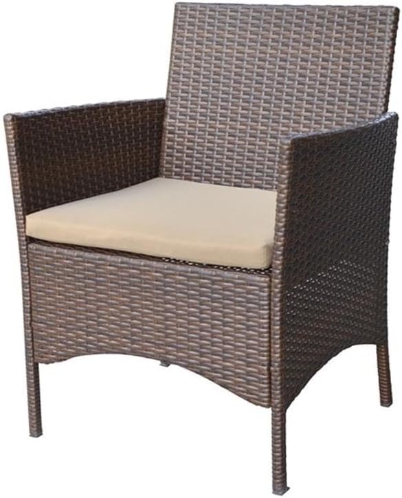 4PC Espresso Wicker Patio Set Tan Cushions