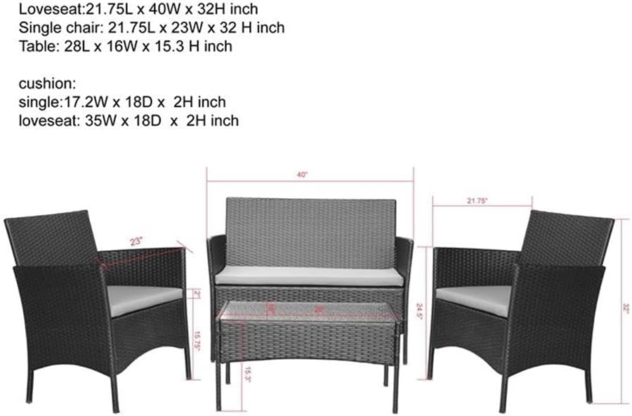 4PC Espresso Wicker Patio Set Tan Cushions
