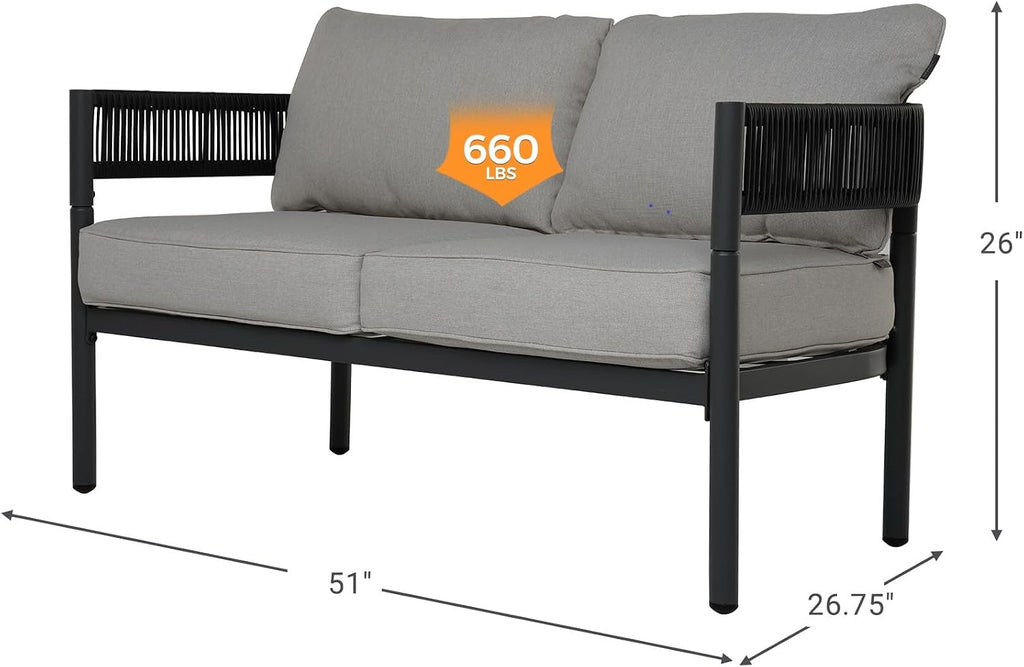 Wicker Outdoor Patio Loveseat Conversation Set
