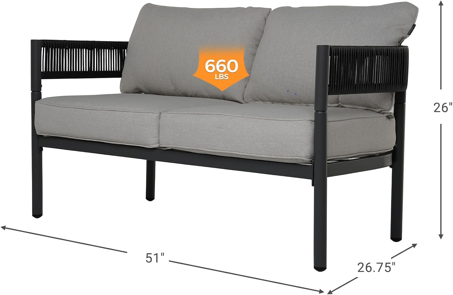 Wicker Outdoor Patio Loveseat Conversation Set