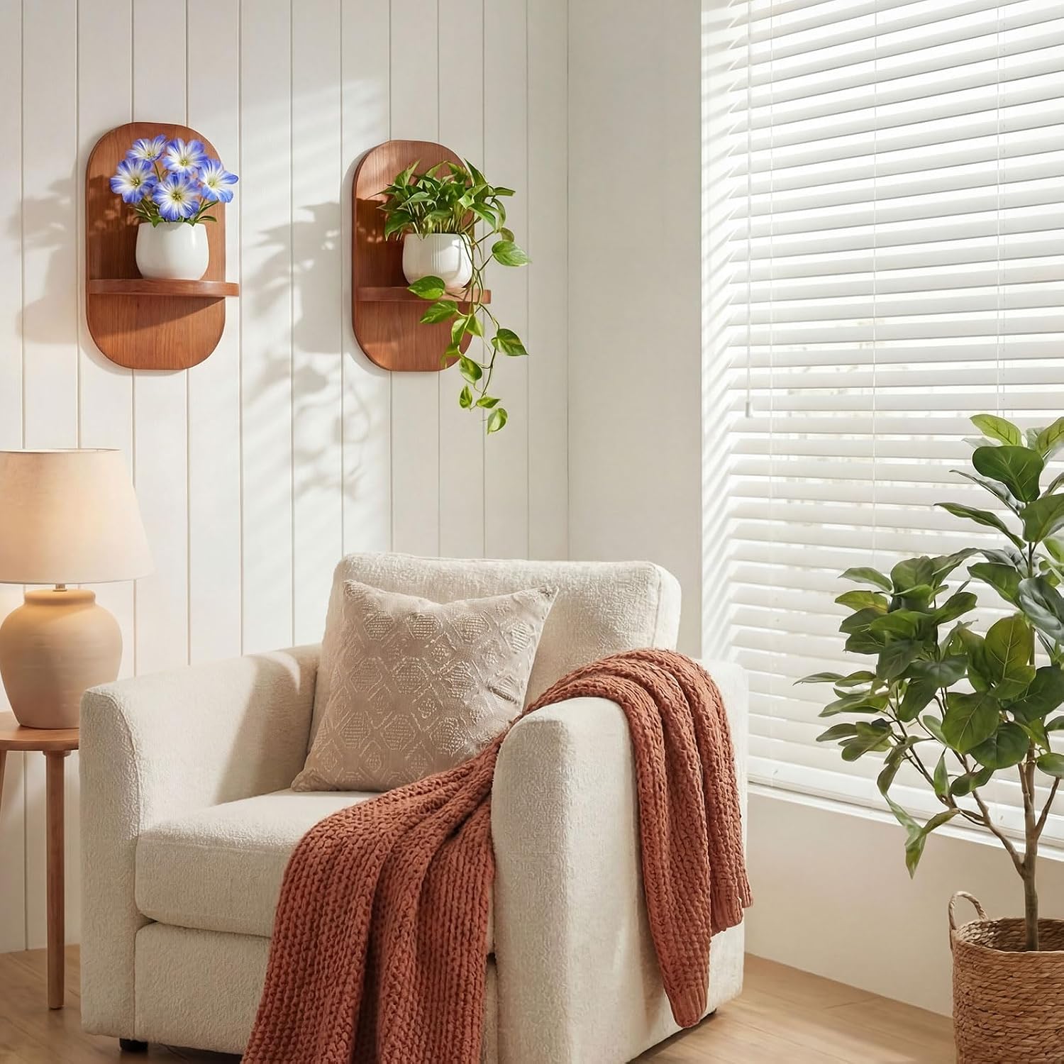 2 Pack Wood Wall Plant Holders