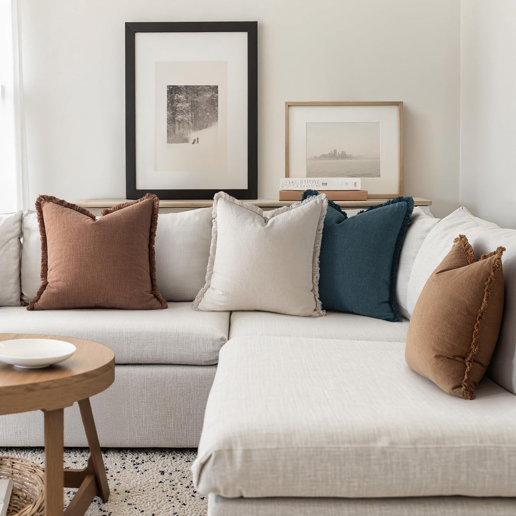 4 Pack Fringe Linen Pillow Covers
