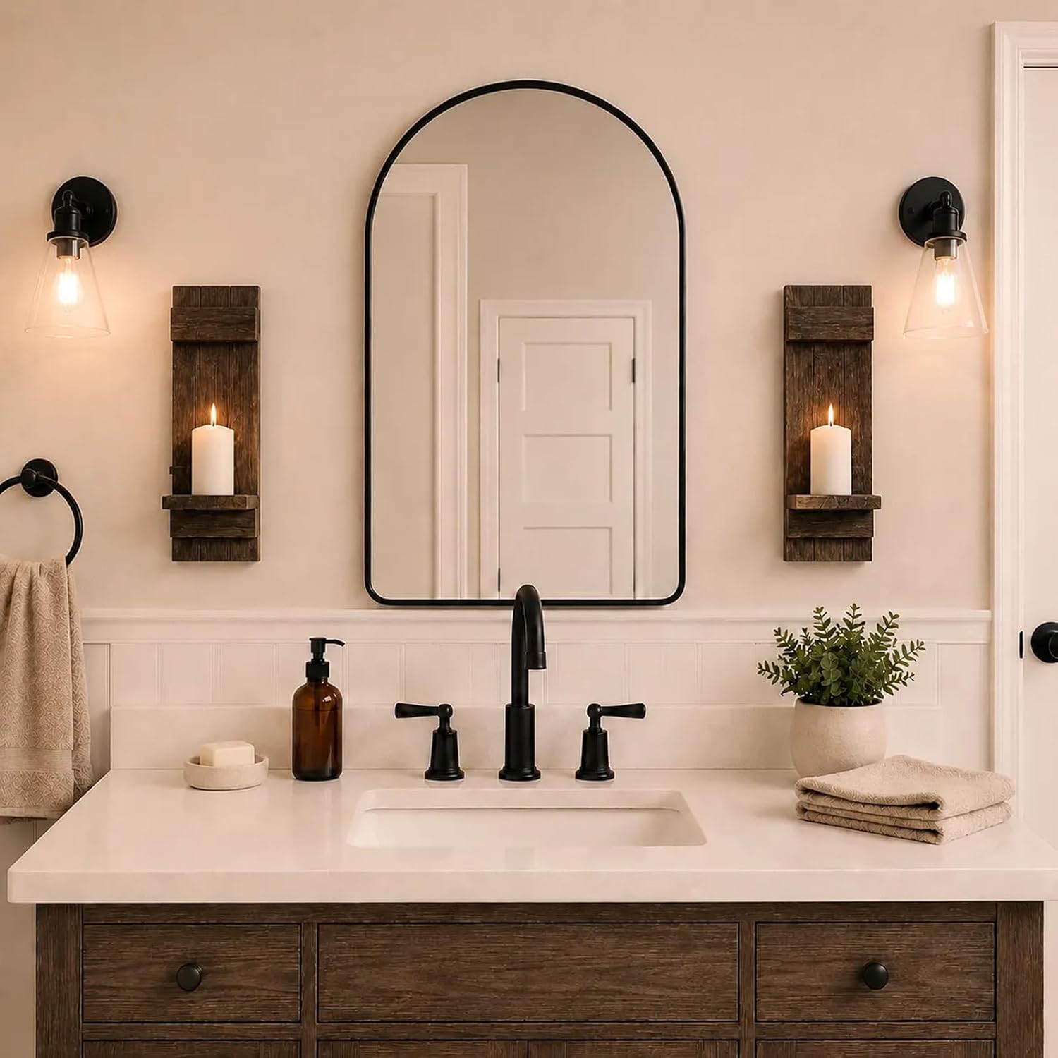 Farmhouse Wood Wall Candle Sconces