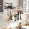 Chrome Stainless Steel Wall Pot Rack with 10 S Hooks