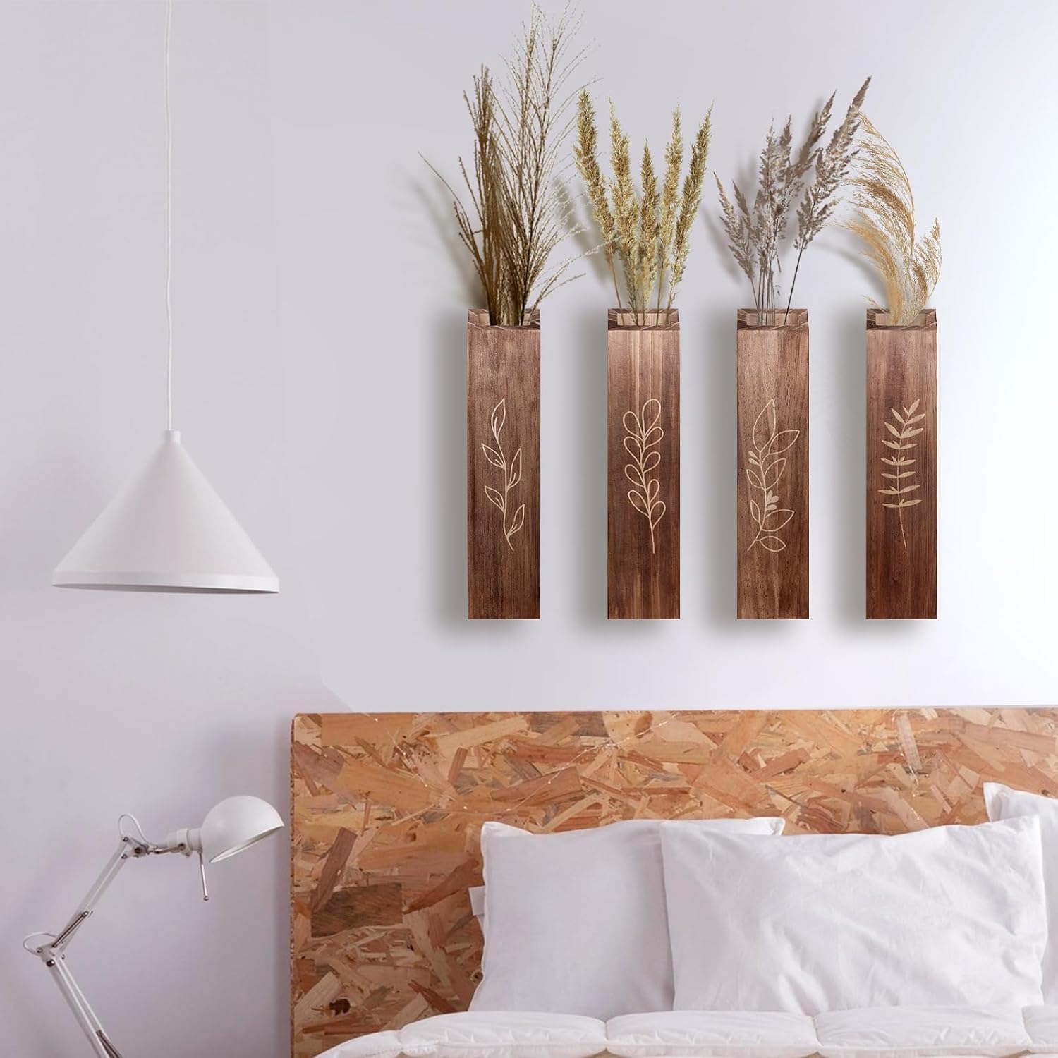 4 Pack Wood Wall Pocket Planters