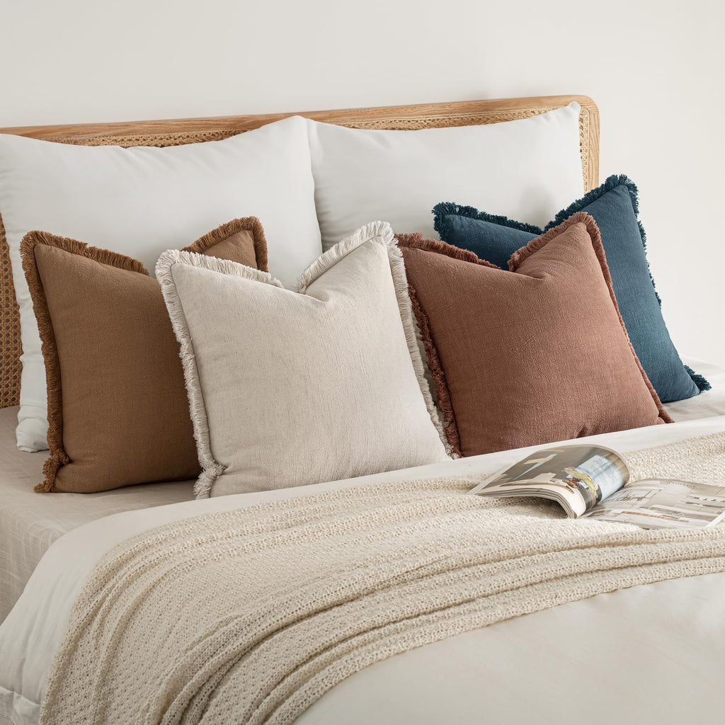 4 Pack Fringe Linen Pillow Covers