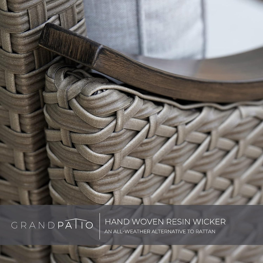 4-Piece Dark Brown Wicker Patio Rocking Chair Set