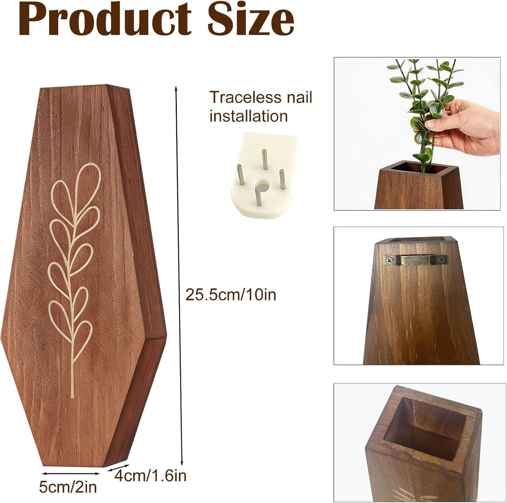 2 Pack Wood Wall Hanging Planters