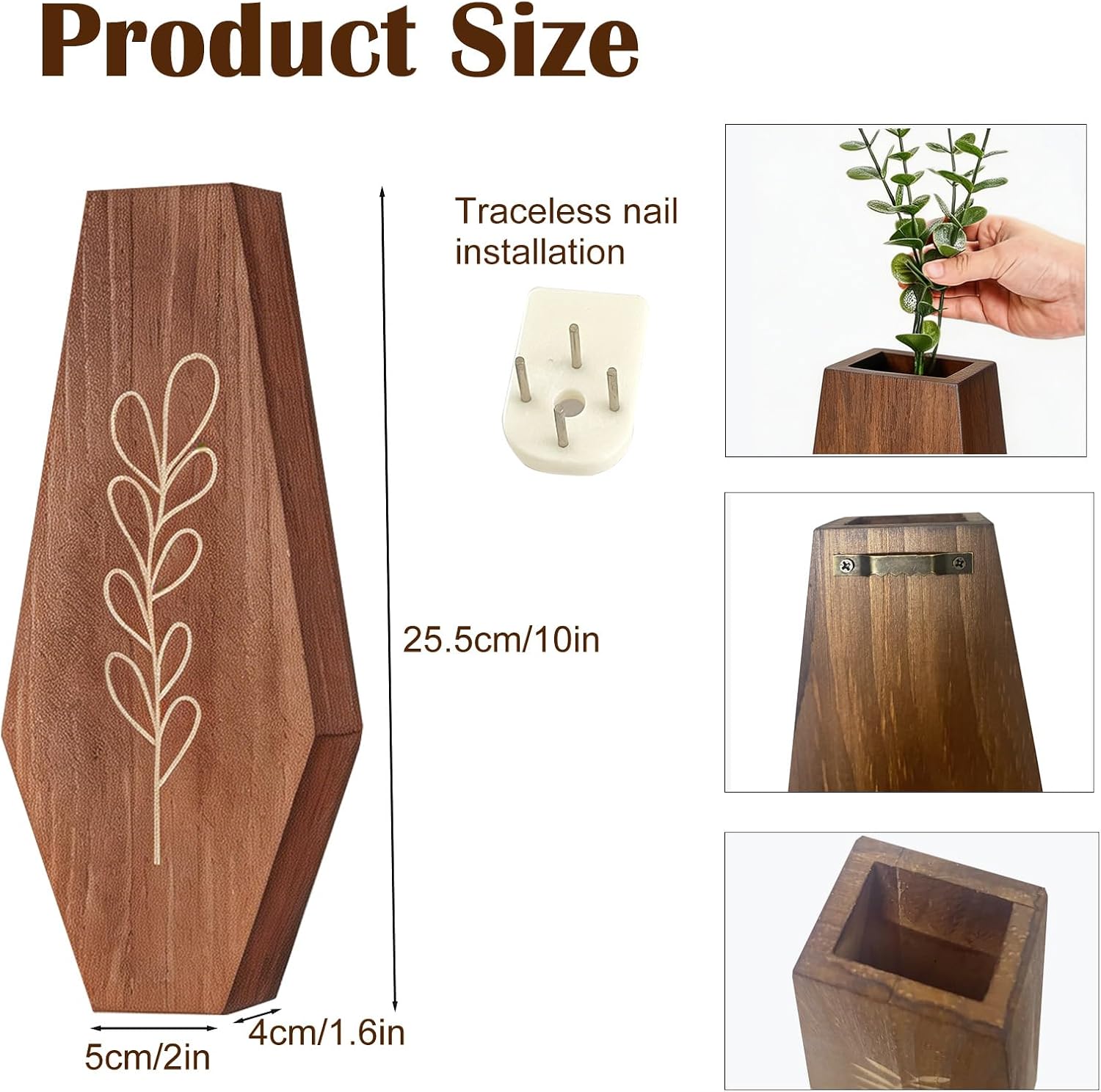2 Pack Wood Wall Hanging Planters