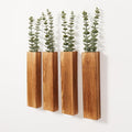 4-Pack Wooden Wall Planters with Faux Eucalyptus Stems