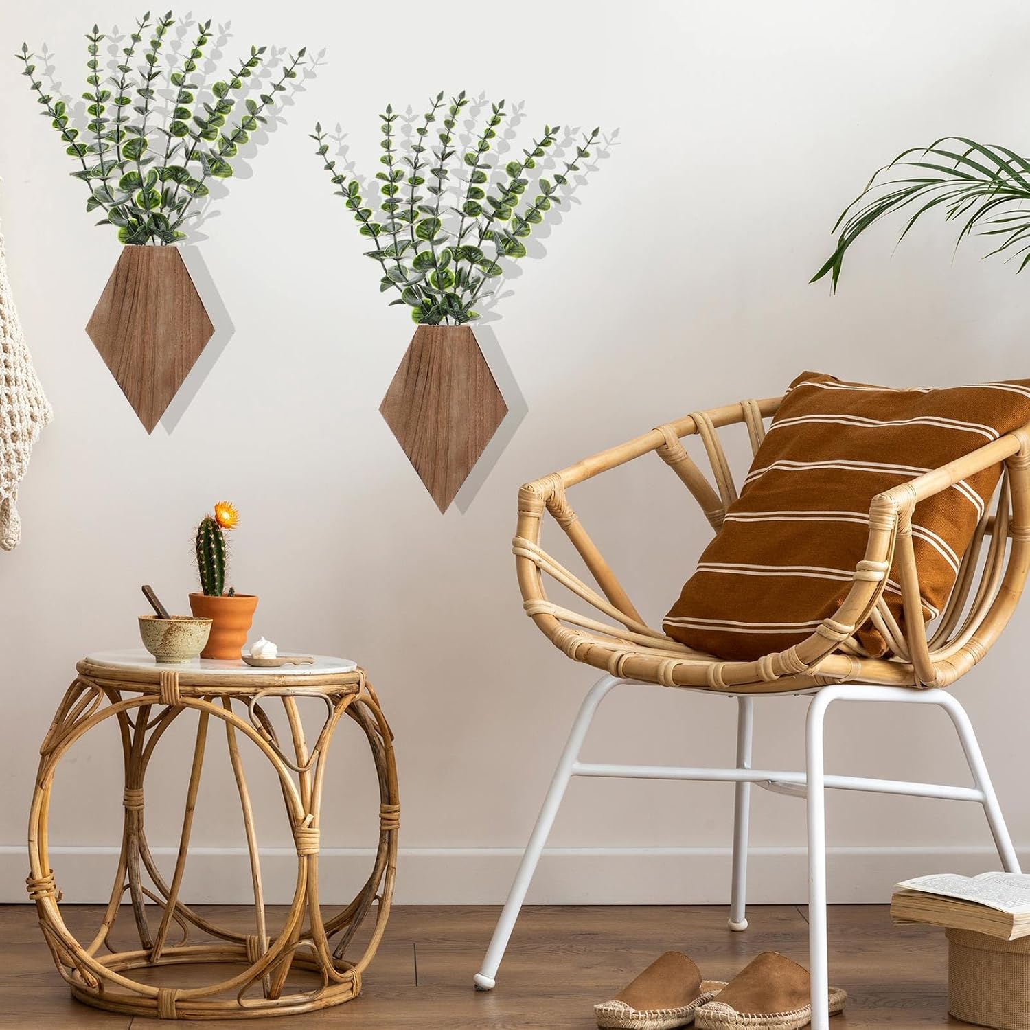 2 Pack Boho Wood Wall Planter Boxes