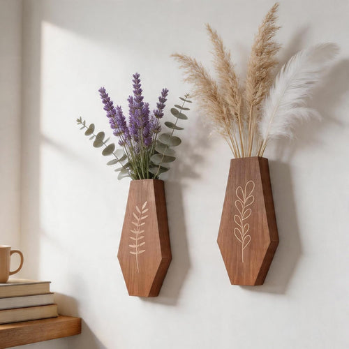 2 Pack Wood Wall Hanging Planters
