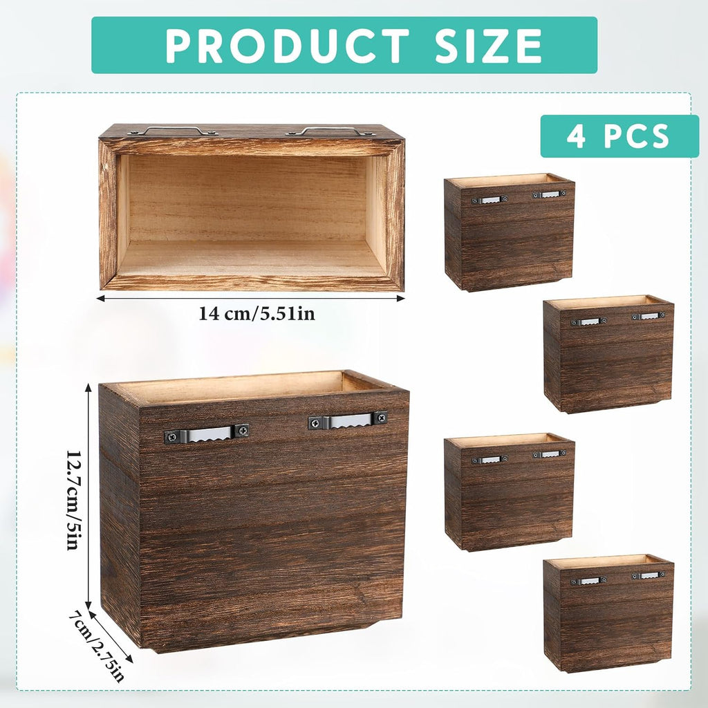 4 Pack Natural Wood Wall Hanging Planter Vases