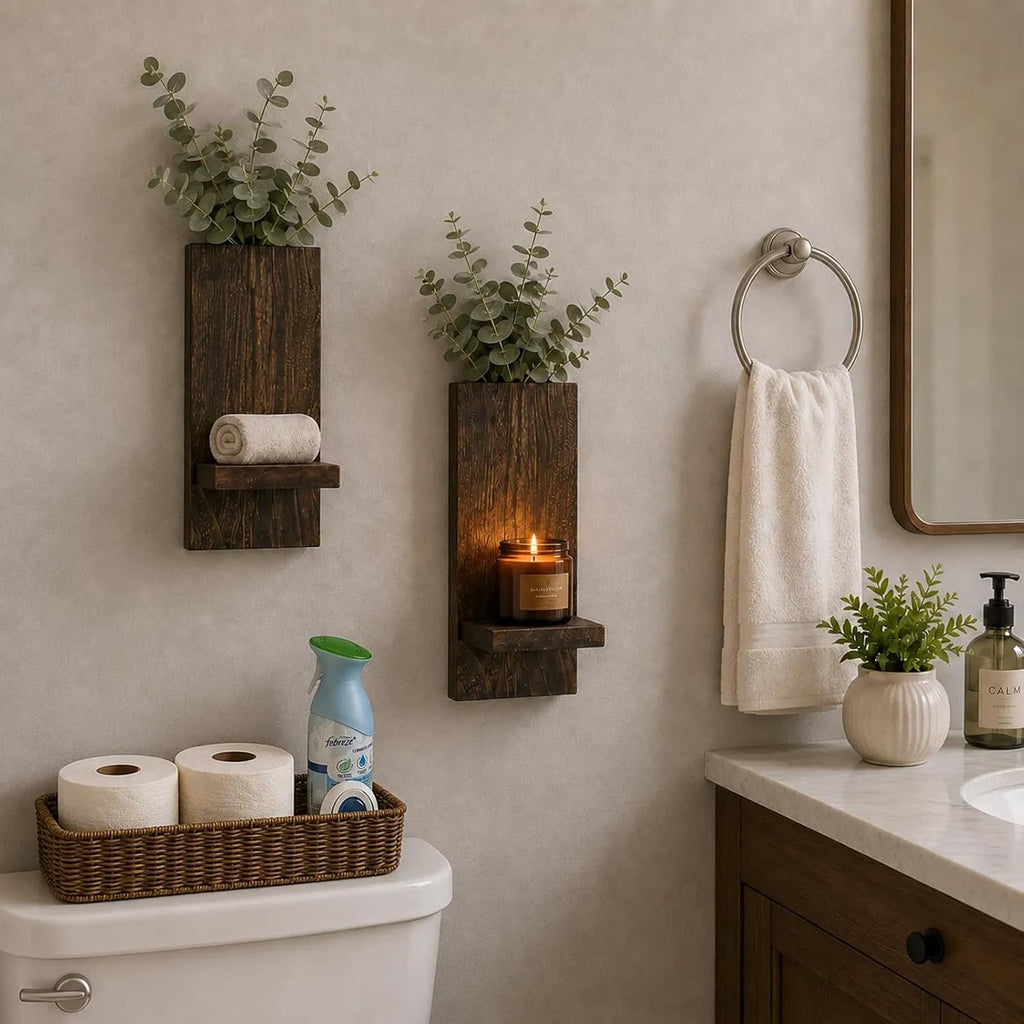 2 Pack Wood Wall Planter Sconces