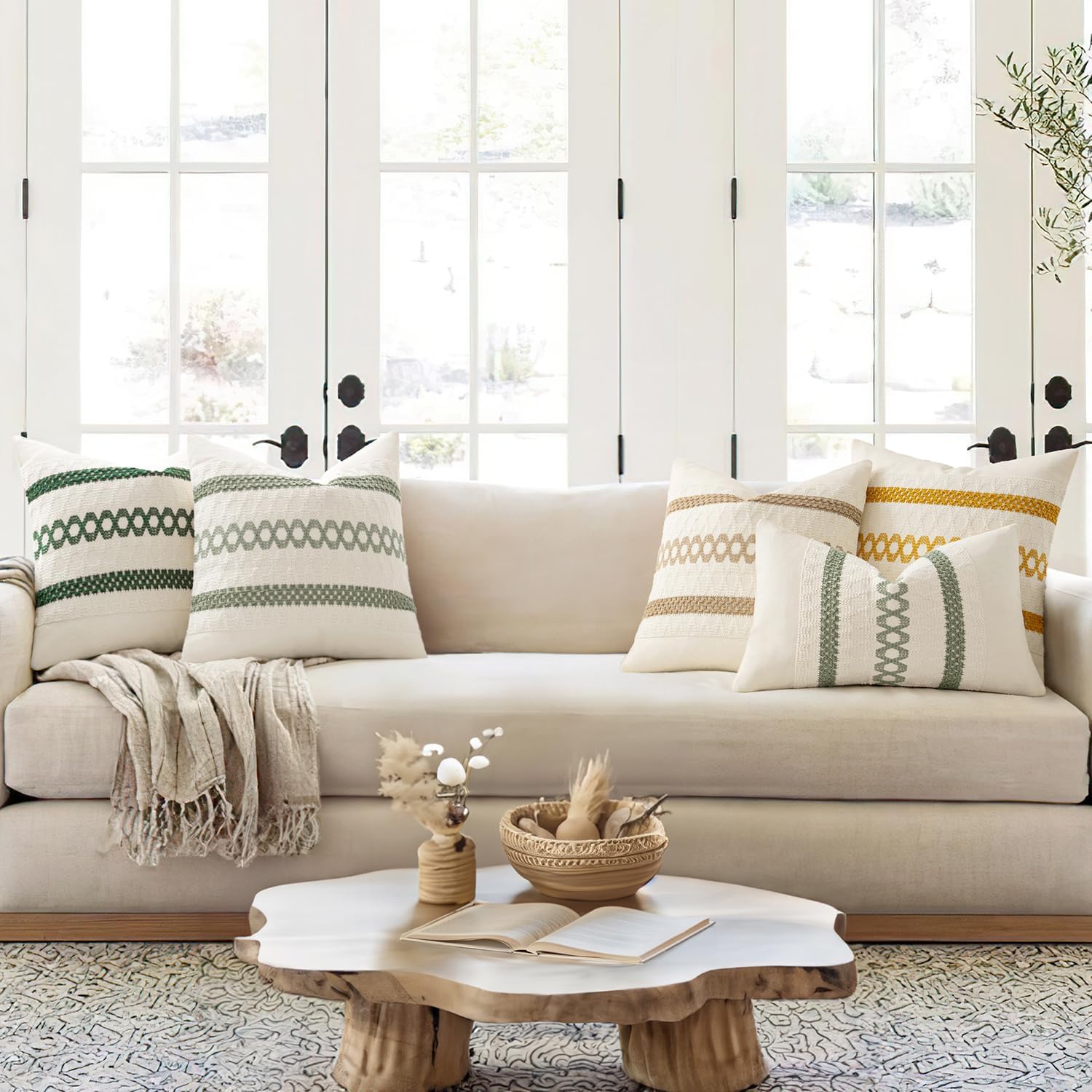 2 Pack Sage Boho Pillow Covers
