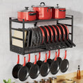 31" 2-Tier Wall Mount Pot Rack with Spice Rack