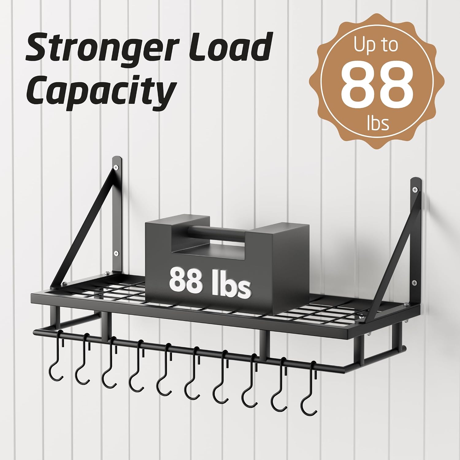 24" Matte Black Wall Mount Pot Rack