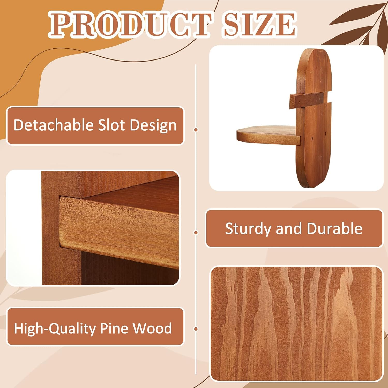 2 Pack Wood Wall Plant Holders