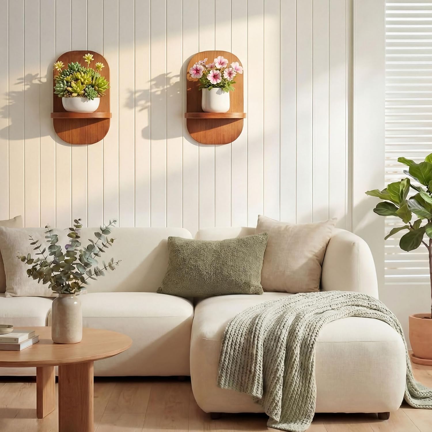 2 Pack Wood Wall Plant Holders