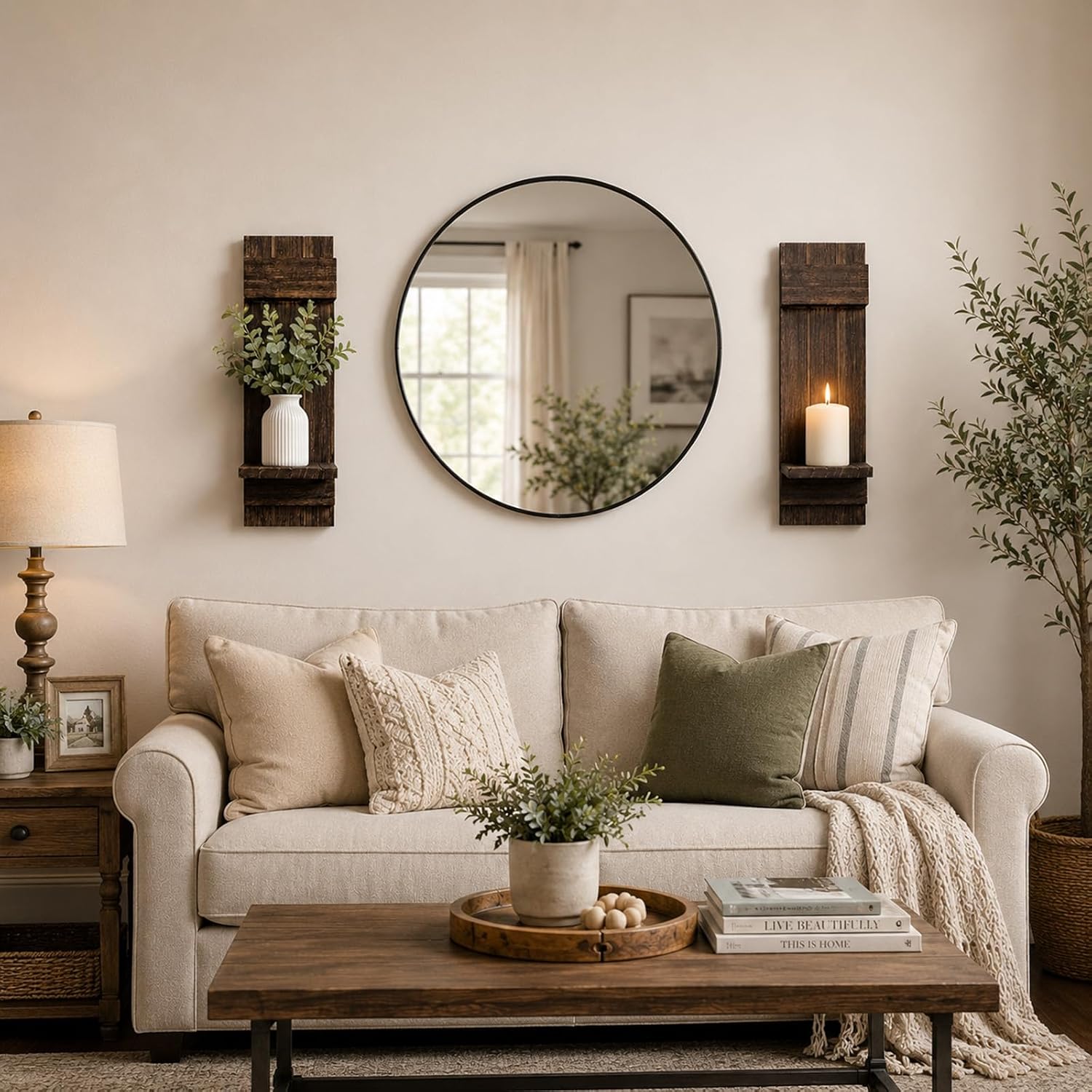 Farmhouse Wood Wall Candle Sconces