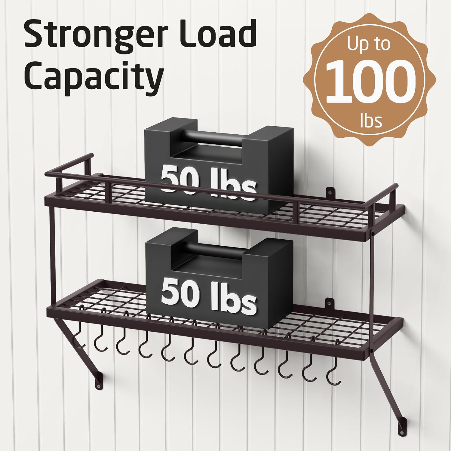 30" Oiled Bronze 2-Tier Wall Pot Rack