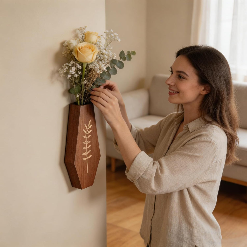 2 Pack Wood Wall Hanging Planters