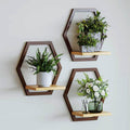 3 Pack Wood Metal Wall Plant Shelves