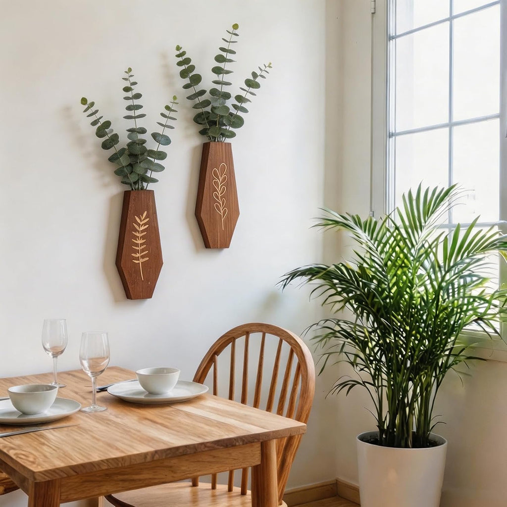 2 Pack Wood Wall Hanging Planters
