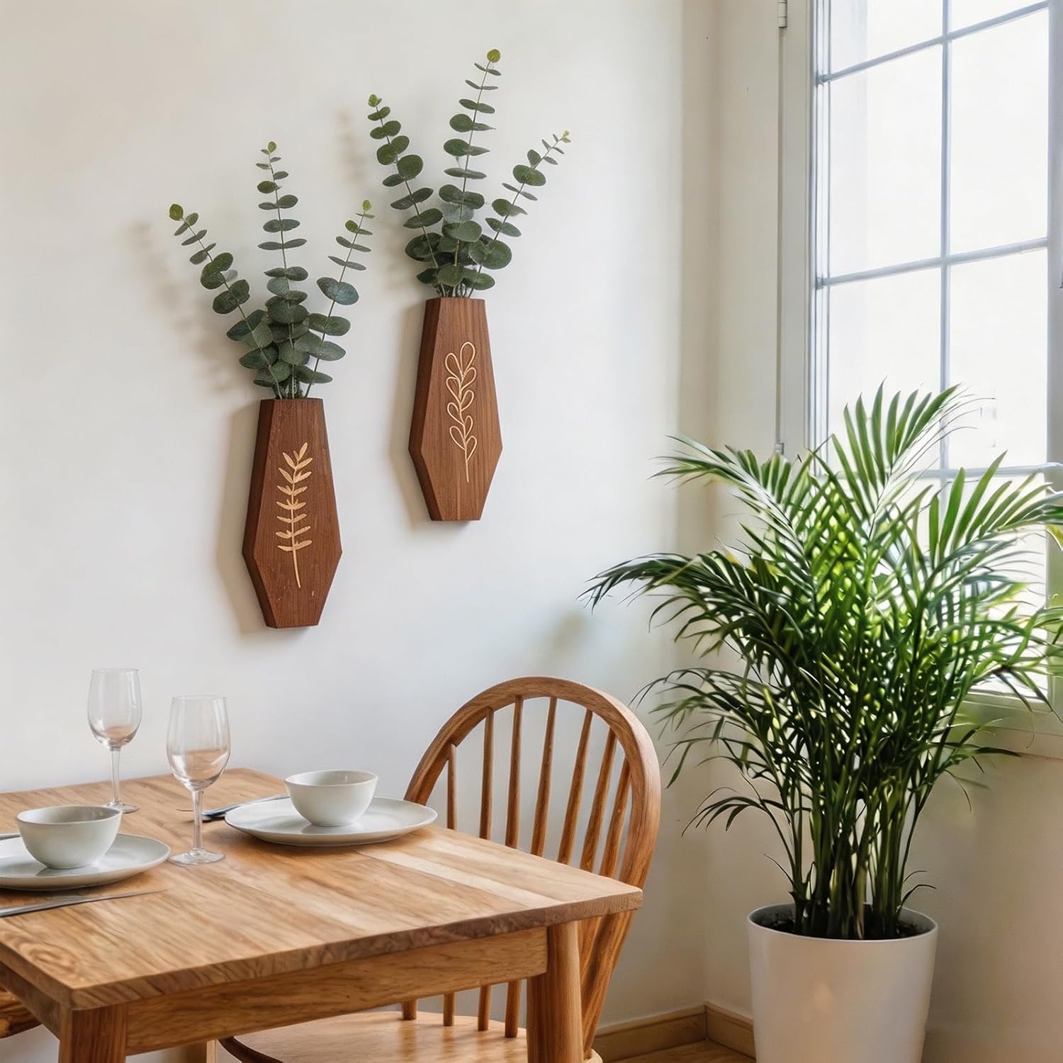 2 Pack Wood Wall Hanging Planters