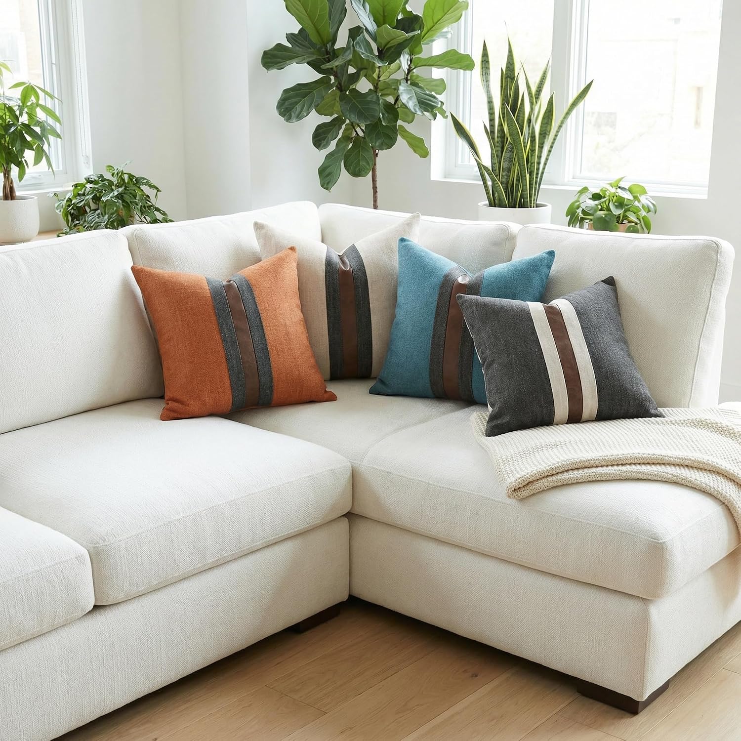 2 Pack Faux Leather Pillow Covers