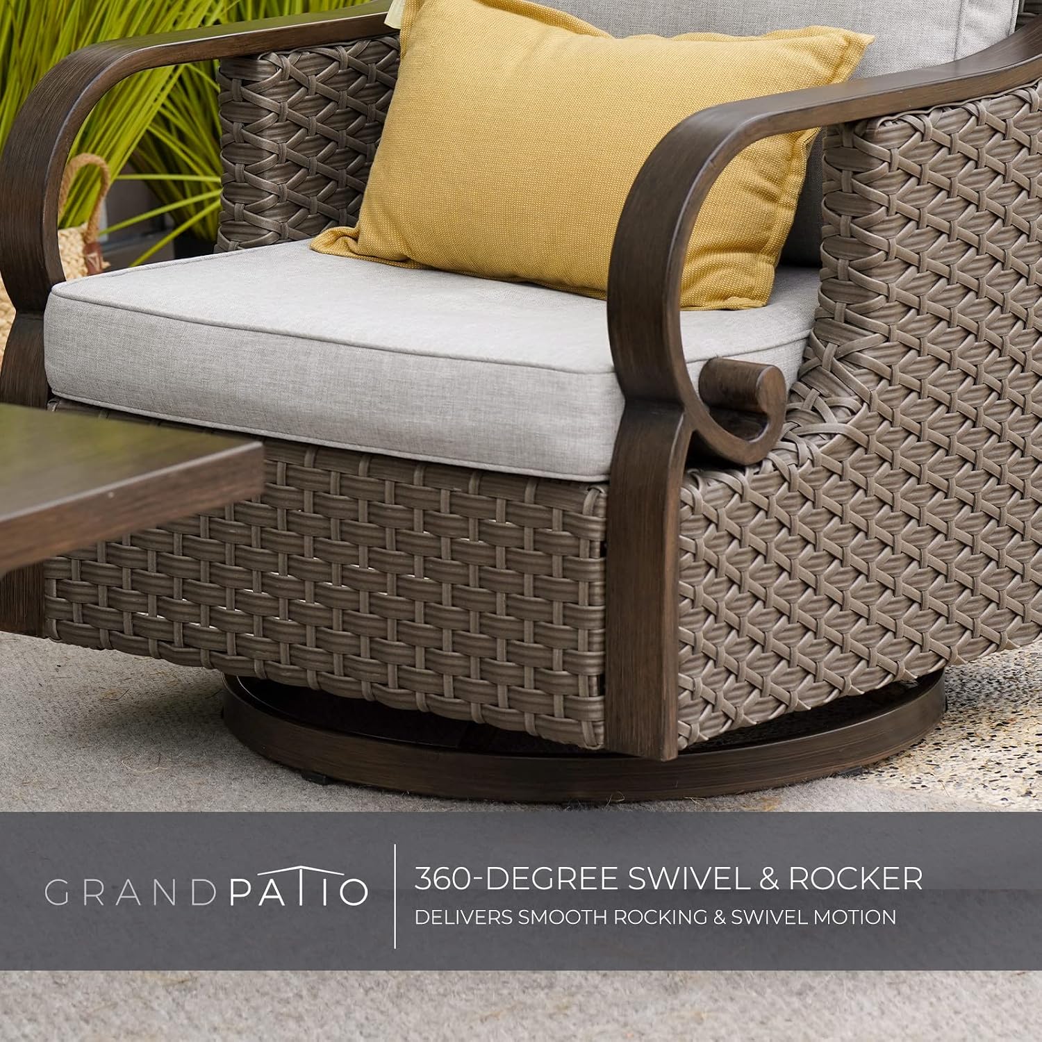 4-Piece Dark Brown Wicker Patio Rocking Chair Set