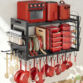 Wall Mount Pot Rack with 20 Hooks & Lid Holders
