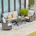 4-Piece Dark Brown Wicker Patio Rocking Chair Set