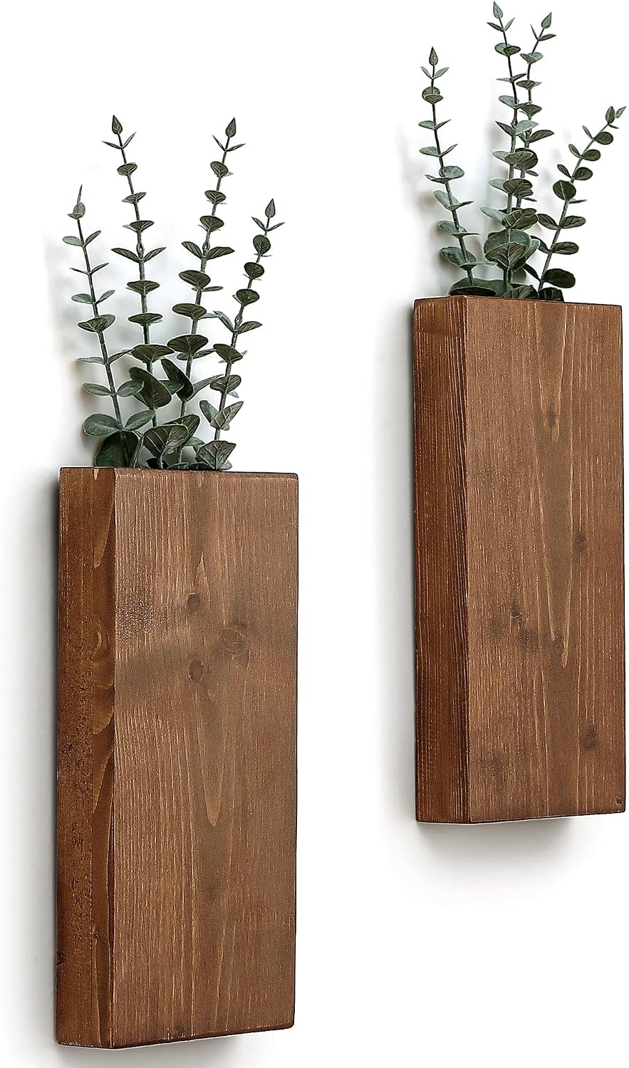 2 Pack Walnut Wood Wall Planters