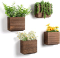 4 Pack Natural Wood Wall Hanging Planter Vases