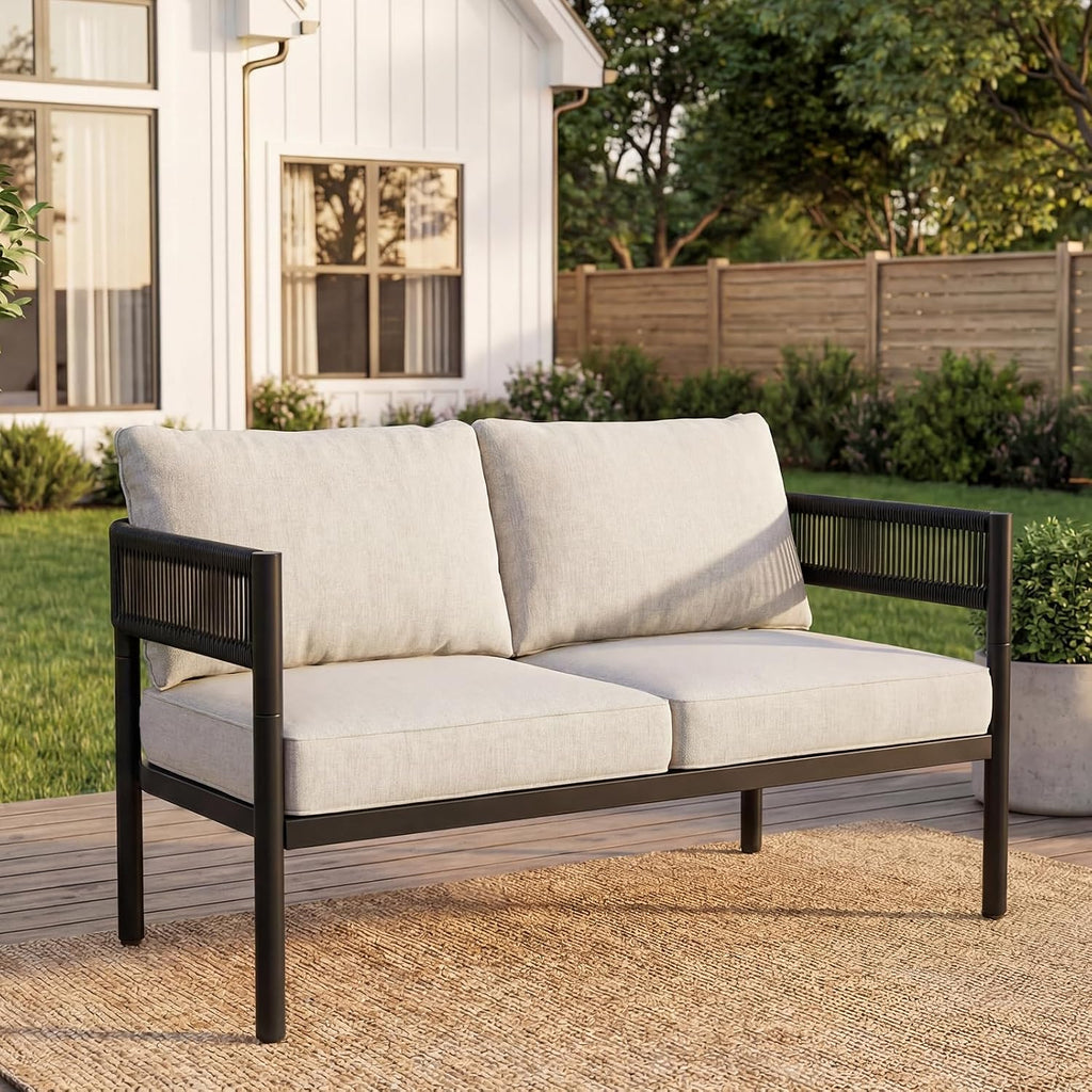Wicker Outdoor Patio Loveseat Conversation Set