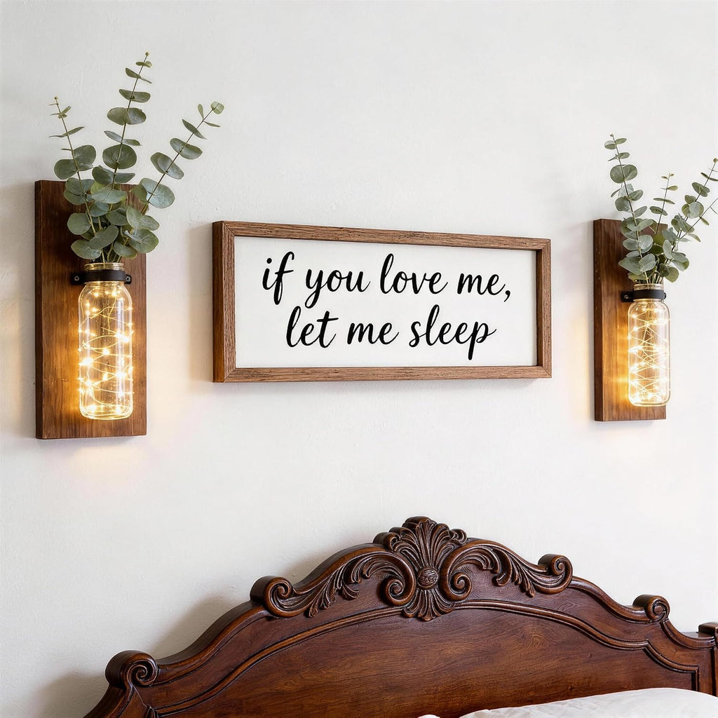 2 Pack Farmhouse Wood Glass Wall Hanging Planter Sconces