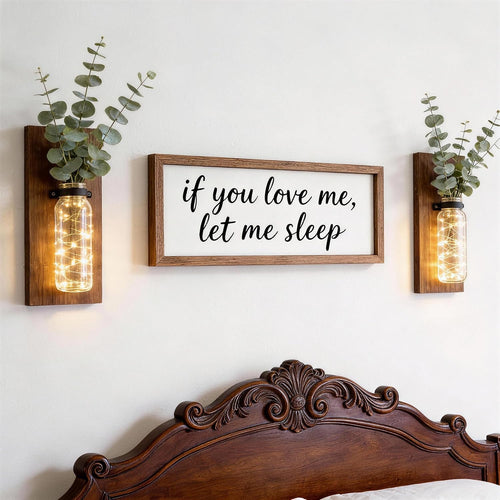 2 Pack Farmhouse Wood Glass Wall Hanging Planter Sconces