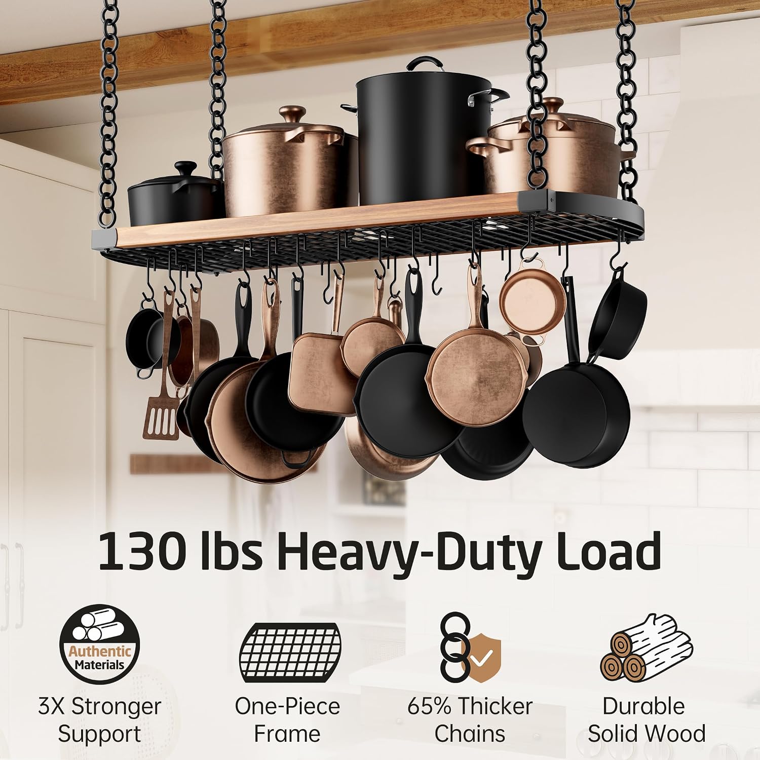 48" Matte Black Ceiling Pot Rack