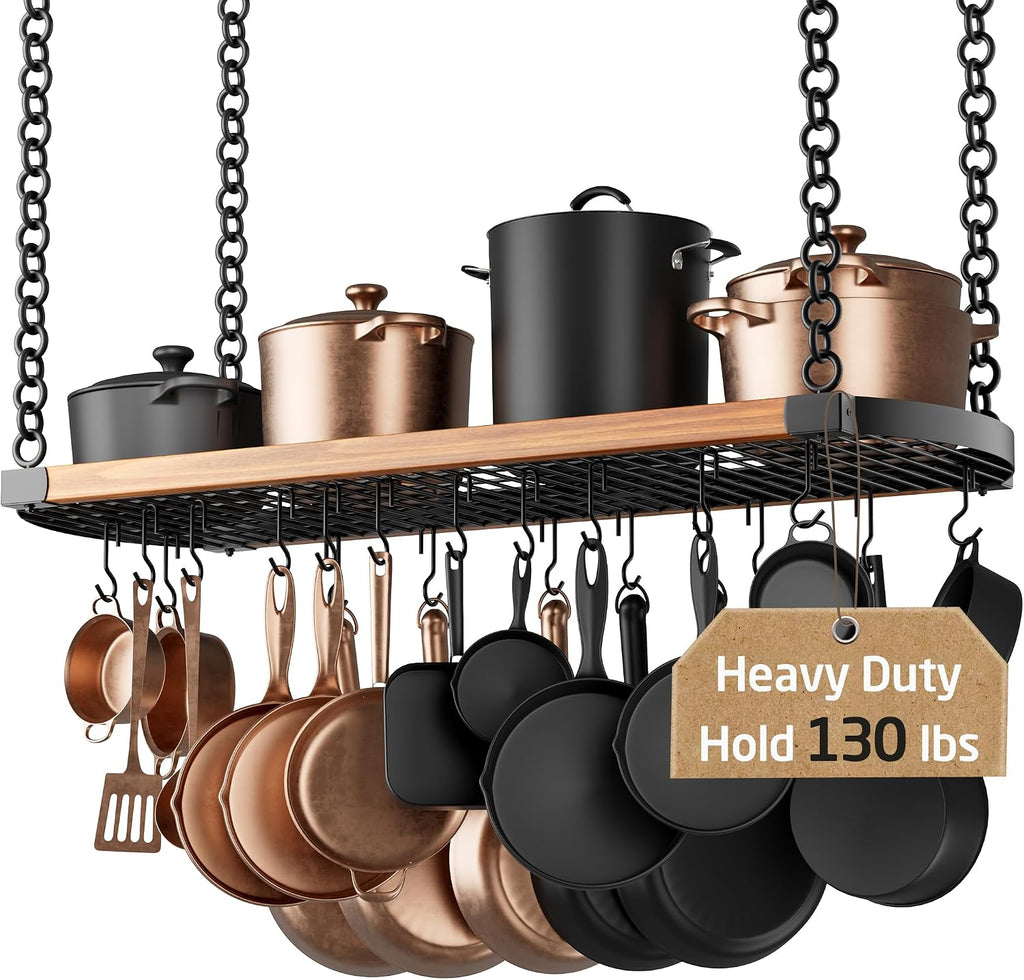 48" Matte Black Ceiling Pot Rack