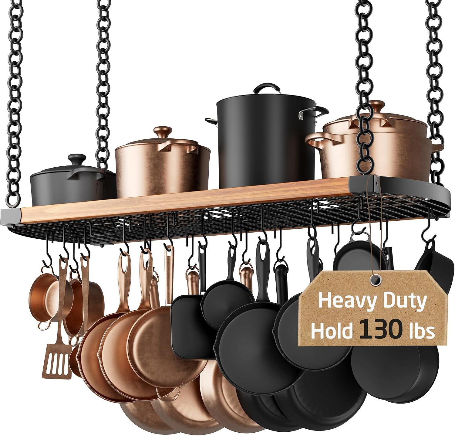 48" Matte Black Ceiling Pot Rack