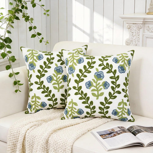 2 Pack Floral Embroidery Pillow Covers