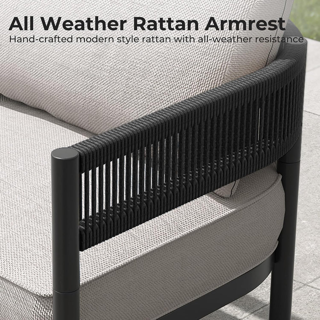 Wicker Outdoor Patio Loveseat Conversation Set
