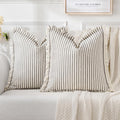 2 Pack Striped Fringe Pillow Covers