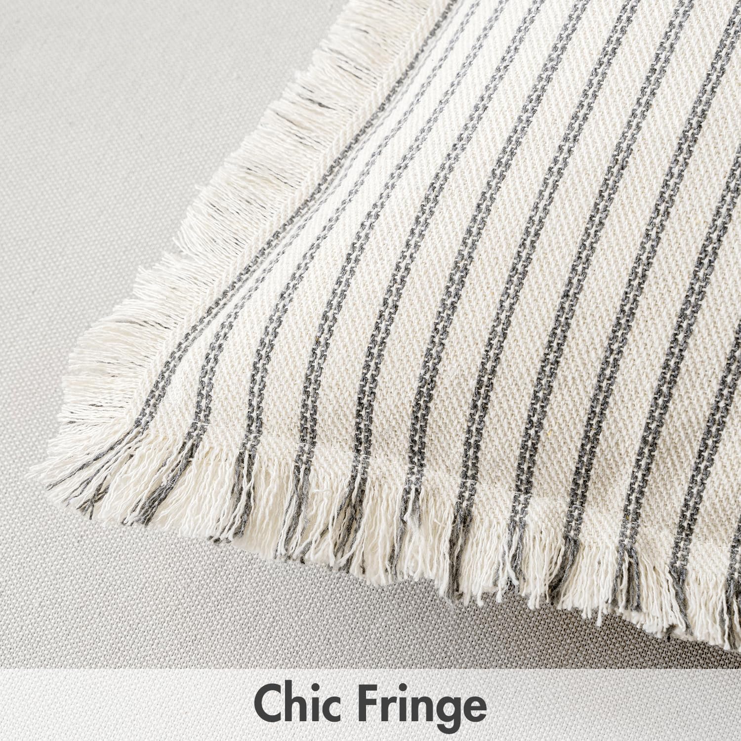 2 Pack Striped Fringe Pillow Covers