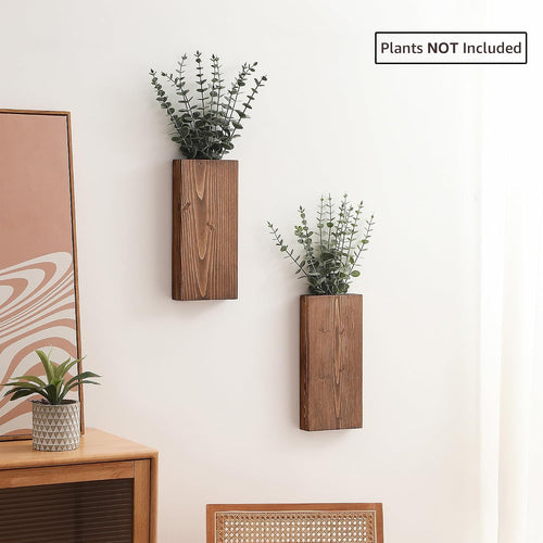2 Pack Walnut Wood Wall Planters