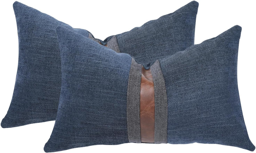 2 Pack Faux Leather Pillow Covers