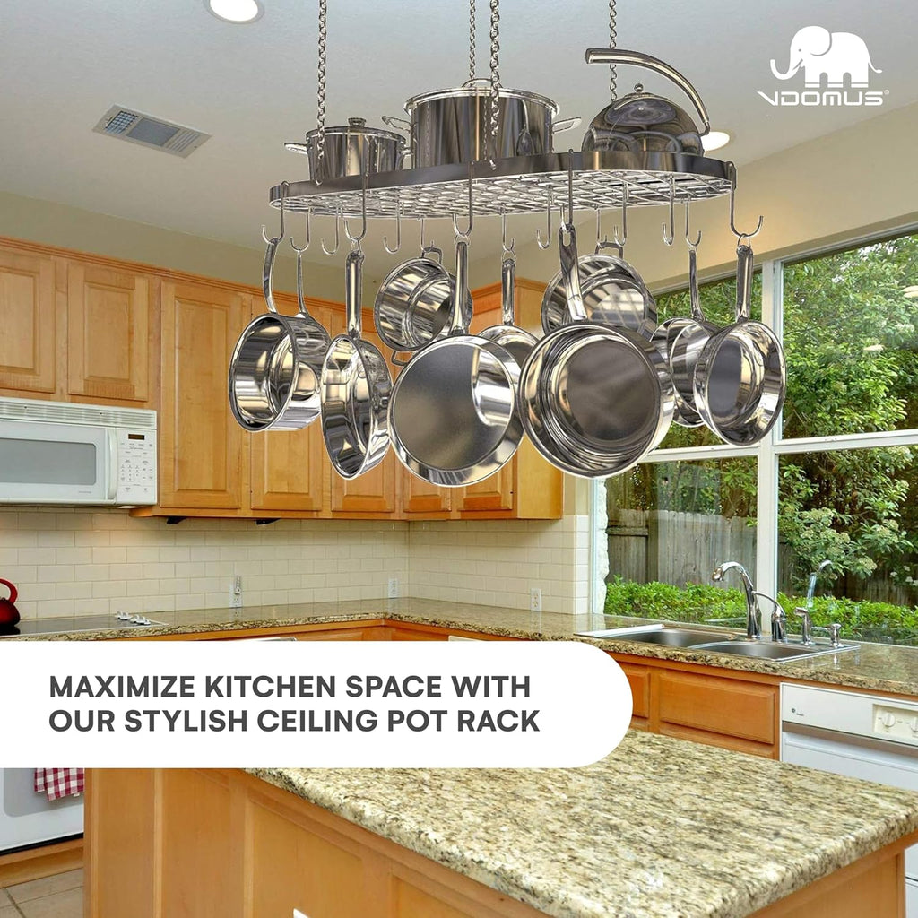 33" Silver Ceiling Pot Rack
