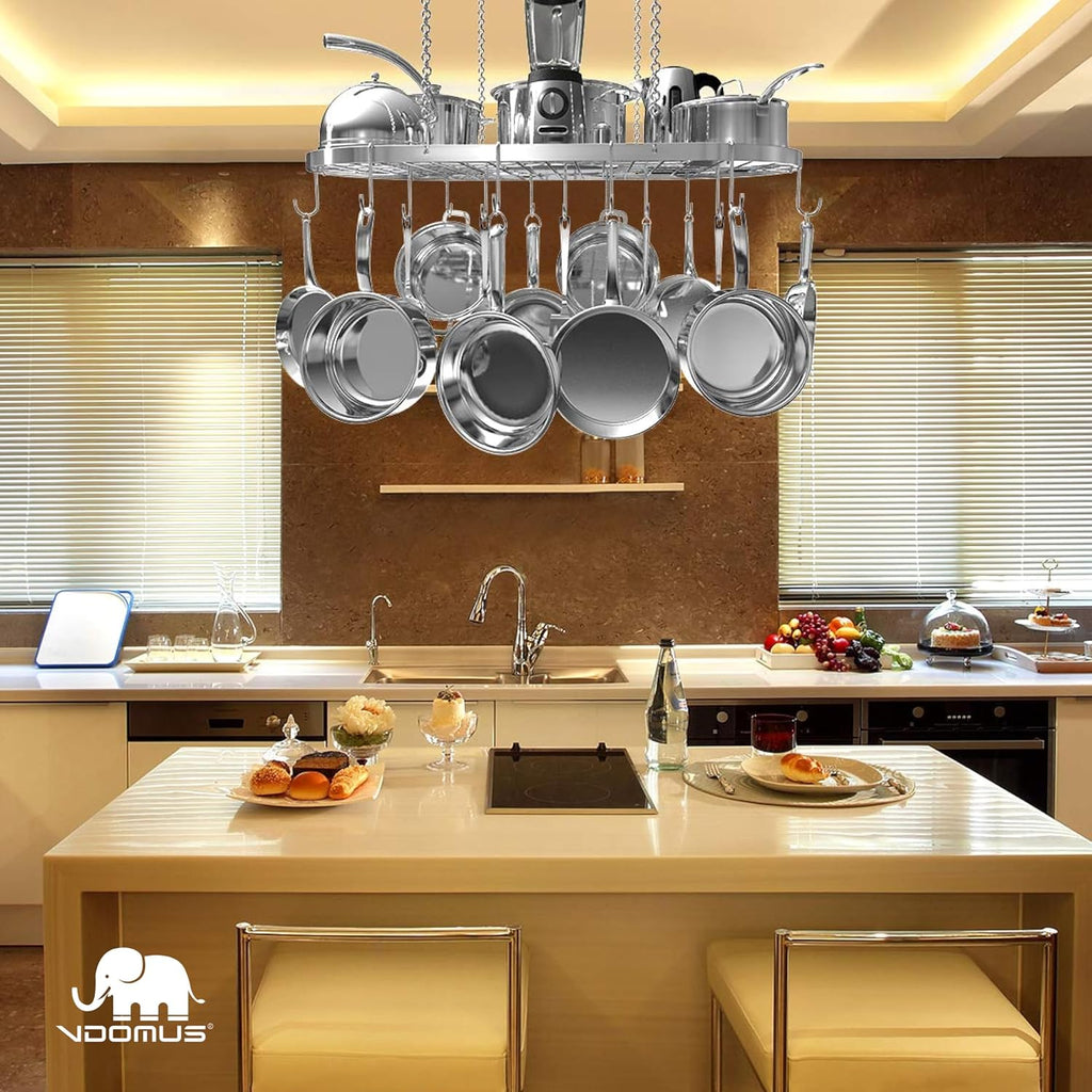 33" Silver Ceiling Pot Rack